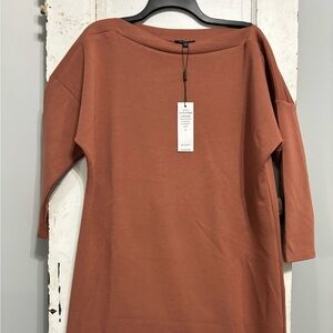 For Cynthia 3/4 Sleeve Boat Neck Scuba Dress Burnt Orange Size Large